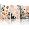 WENGTIAO 3 Pezzi Stampa su Tela Fiori a Margherita Con Cornice 30x40cmx3 | Quadro su Tela con Fiori Selvatici Pittura Floreale Campagna Quadri Moderni Soggiorno Casa Camera da Letto Decorazioni Parete