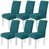 Ystyle Coprisedie Con Schienale 6 Pezzi, Coprisedie Elasticizzato, Fodere Coprisedie Universale per Sala da Pranzo Cucina, Lavabile Estraibile, Facile da Pulire e Resistente, Verde Scuro