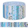 AOOSA 40 Rotoli di Strisce di Tessuto, 6.35 x 112 cm, Blu | Strisce di Cotone Trapuntato, Rotoli Pretagliati con 20 Diverse Fantasie Floreali, per Cucire, Realizzare Coperte, Lavori