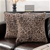 Ystyle 2 Pezzi Federe Cuscini Divano 60x60 in Finta Pelliccia Leopardata, Copricuscini Ghepardati in Jacquard e Velluto, Fodere Cuscini Arredo Letto per Camera e Soggiorno, Beige