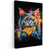 MuchoWow© Stampa Su Tela Decorazioni Pareti Canvas Grandi Dimensioni Quadri | 80x120 cm - Con Cornice Moderni Quadro Soggiorno Foto Camera Da Letto Muro Gatto - Graffiti - Colorato - Waffle - Cibo