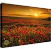Wallazz Quadri Moderni Soggiorno Paesaggio di campagna, Fiori - 100% Made in Italy - Stampa su Tela - Quadro Camera da Letto - Qualità Artigianale - 70x140cm