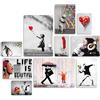 Giallobus - Set 10 quadri Multi pannello - Banksy - Banksy 1 - Legno Mdf - - 2 x 42x29,7cm - 4 x 29,7x21cm - 4 x 21x14,85cm - - Pronti da appendere - Quadri moderni per la casa
