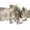 Runa Art Murali Da Parete Leoni Amore 5 Pezzi Quadro Tela Non Tessuta Decorazione Soggiorno Leone e Leonessa Beige 002152b