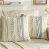 Ystyle Chenille Federe Cuscini Divano 50x50 2 Pezzi, Federa Cuscino Decorativa a Strisce con Texture Trapuntata Soffice, Boho Copricuscino Divano per Divano Soggiorno Camera, Bianco Sporco
