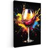 MuchoWow© Quadri Con Cornice Decorazione Quadri Per Camera Da Letto | 40x60 cm - Quadretti Da Parete Moderni Quadro Moderno Soggiorno Grande Foto Su Tela Vino - Bicchiere - Graffiti - Rosso