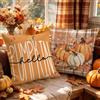 AwzyGous Federa Decorativa Autunnale con Zucca Arancione, Foglia d'acero e Zucca a Scacchi, Federa per Cuscino da Divano 40x40 cm per Poltrona, Camera da Letto, Halloween, Ringraziamento Set da 2