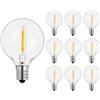 Caldarax 10 Pezzi Lampadina LED G40 E12 1W, AC 220-240V, Equivalente 7W, Bianca Calda 2700K, 100lm, G40 Globe, Impermeabili IP54, Non Dimmerabile, per Stringhe Luminose Illuminazione Interna ed Esterna