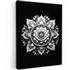 MuchoWow© Stampa su Tela Quadri da Salotto Moderni Soggiorno Canvas per | 60x80 cm - bagno Foto Decorazioni Parete Mandala - Nero - Bianco - Fiori