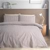 Catherine Lansfield Epping - Set copripiumino singolo reversibile con federa, motivo a righe, colore: Cioccolato