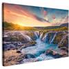 MuchoWow© Stampa Foto su Tela Quadro Moderno Soggiorno Quadretti da Parete | 60x40 cm - Decorazioni Casa Cascata - Piante - Muschio - Paesaggio - Tramonto - Roccia