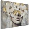 Feeby Quadro su Tela Non Tessuta - Stampa Su Tela - Donna che beve vino rosso Astratto Beige - 60x40 cm - Decorazione Murale - Moderno Soggiorno - quadri moderni soggiorno - poster