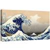 canvashop Quadri Moderni Soggiorno Hokusai Grande Onda Kanagawa 120x70 cm | Stampe da Parete, Camera da Letto, Tela Canvas Grandi Dimensioni