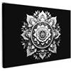 MuchoWow© Stampa su Tela Quadri da Salotto Moderni Soggiorno Canvas per | 60x40 cm - bagno Foto Decorazioni Parete Mandala - Nero - Bianco - Fiori