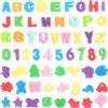 SOFPLATE 60 pz. Kit di Timbri In Spugna per Lettere Spugne per Pittura Alfabeto Colorato Numeri Piccoli Timbri In Schiuma A Forma Mista per Fai Da Te Modelli di Apprendimento Attività Pennelli Strumen