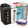 Qnbonrich Cesto portabiancheria a 4 scomparti, pieghevole con manici, 78 cm | Quattro scomparti, zone etichettate, maniglie per il trasporto, pieghevoli, 78 x 32 x 50 cm, per bagno, camera da letto