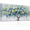 SERIMINO Quadro Moderno Albero Della Vita Fiori Naturale Tela 50x100 cm | Albero Fiorito Colorato, Stampa HD, Tela Pregiata, Telaio Legno Massello, Install Facile, Regalo Decorativo, Stampe da Parete