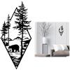 momgyaamz Decorazioni da Parete, Decorazioni Camera da Letto In Metallo, Decorazioni Pareti Moderno, Quadri In Metallo Artistico, Scultura da Parete per Interni/Esterni e Giardino, Foresta e Orso, Nero, 1 Pezzo