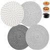 Xinxinphi Set di 4 Sottopentola Cucina Cotone, Tovagliette Rotonde Resistente 18cm, Sottobicchieri Rotondi Antiscivolo, Sottopiatti Resistenti Calore per Sala Pranzo, Bicchieri, Tavolo