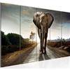 Runa Art Murali XXL Africa Elefante 200 x 80 cm Marrone 5 Pezzi - Made in Germany - 042655a