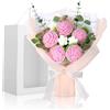 Foyucool Bouquet di Fiori all'Uncinetto, Mazzo di Fiori Fatto a Mano con Confezione Regalo, Decorazione per la Casa, Regalo per Donna, Ideale per Compleanni, Natale e San Valentino (rosa pallido)