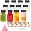 DBTW 120 ml Bottiglie di Plastica per Succhi di Frutta, 12 Bottiglie Vuote Riutilizzabili, Bottiglie di Latte Trasparenti con Spazzola di Pulizia Imbuto, Bottiglie di Plastica con Coperchio per Bevande