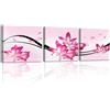 PIY PAINTING 3pcs Stampe Da Parete Moderne Fiori Rosa Disegno Su Tela Canvas Quadri Da Parete Stampe Su Tela Quadro Decorazione Murale Immagine Pittura Quadro Soggiorno Cucina Ufficio 30x30 cm