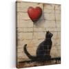 MuchoWow© Quadro su Tela Stampe da Parete Quadri Cucina Camera da Letto | 30x40 cm - Dipinto Arredamento Casa Street art - Gatto - Palloncino - Graffiti - Banksy