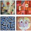 LuxHomeDecor Set di 4 quadri 30x30 cm - stampa su tela con telaio in legno ispirata all'arte astratta e geometrica di Paul Klee