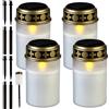 Vegena Lumini Cimitero LED, Lume Funerale a LED, Lumino Cimitero Impermeabile, 4 Pezzi Lumino Led per Cimitero, Lumini Cimitero Led Batteria, Lumino Elettrico per Cimitero per Cimitero