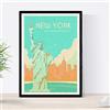 Nacnic Stampa di New York. Stile vintage. Poster statua della libertà a colori. Annuncio USA Formato A3 con cornice
