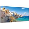 Wallazz Quadro su Tela Sicilia - Quadri Moderni Soggiorno - Palermo, Catania, Messina, Siracusa, Trapani - Stampa su Tela Canvas HD - Quadro Moderno Soggiorno 50x150 cm