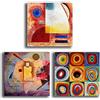 Printerland Quadri Moderni Soggiorno 3 pezzi Stile KANDINSKY Quadretti da Parete Stampa su tela Canvas Decorazione Murale muro Arredo Camera da letto Cucina (3pezzi 40x40 cm, Kandinsky 1)