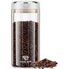 Fentar Barattolo Caffè Vuoto 1700ml con Valvola di Degasazione & Indicatore Data | Contenitore Caffè Ermetico Sottovuoto, Barattolo per Caffè in Vetro Trasparente, Contenitore Ermetico per Caffè in Grani