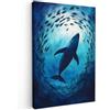 MuchoWow© Quadro Camera Da Letto Quadri Soggiorno Decorazione Parete Quadri | 60x90 cm - Moderni Su Tela Stampe Foto Con Cornice Quadretti Poster Casa Balena - Pesci - Blu Scuro
