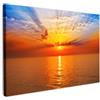 MuchoWow© Stampa Su Tela Decorazioni Pareti Canvas Grandi Dimensioni Quadri | 120x80 cm - Con Cornice Moderni Quadro Soggiorno Camera Da LettoTramonto - Mare - Cielo - Arancione - Orizzonte - Acqua