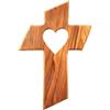 Kassis Geschenkartikel Croce con Cuore in legno d'olivo - Croce da parete artigianale da Betlemme - Senza incisione
