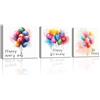 PIY PAINTING 3 Parties Quadri Moderno Soggiorno Bellissimi Palloncini, "Happy Every Day" Disegno Su Tela Canvas Quadri, Quadro Decorazione Murale, Stampa Su Tela Adatto Camera Da Letto Bagno 30x30cm