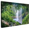 MuchoWow© Stampa su Tela Canvas Quadri per il Soggiorno Quadro Camera da | 60x40 cm - Letto Decorazioni Parete Giungla - Foresta tropicale - Acqua - Cascata - Piante