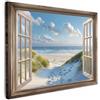 MuchoWow© Stampa Foto Quadro Moderno Quadri Moderni Soggiorno Con Cornice | 40x30 cm - Stampe Da Parete Camera Da Letto Matrimoniale Decorazione Canvas Vista - Spiaggia - Finestra - Dune - Mare