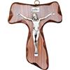 La Balestra Croce Tau da Parete - Artigianale Made in Italy Cristo e INRI Placcati Argento 999 - Crocifissi da Parete in Legno, Cura e Precisione dei dettagli di Gesù Crocifisso - 15x12cm