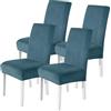 CYCMACO Velluto Coprisedie Con Schienale 4 Pezzi, Coprisedia Cucina Elasticizzato, Universale Copri Sedie Soggiorno, Fodera Sedia Con Schienale Alto, Chair Cover, Blu Pavone