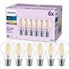 PHILIPS Lampadina LED classica A60, confezione da 6 [bianco caldo 2700 K - attacco a baionetta B22] 60 W per illuminazione interna domestica