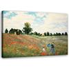 Feeby Stampa Tela Non Tessuta Riproduzione Papaveri Claude Monet 90x60 cm Foto Stampa Moderna Pronta Per Essere Appesa Natura Paesaggio Prato multicolore