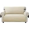 Ystyle Copridivano 2 Posto Con Braccioli, Sofa Cover Antigraffio Gatto Cani, Copertura Divano Universale, Copridivani Natalizio Mobili Protector, Salvadivano Antiscivolo Antimacchia, Beige