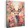 MuchoWow© Quadri Camera Da Letto Stampe Da Parete Quadro Su Tela Moderni | 50x70 cm - Decorazioni Murali Soggiorno Foto Quadretti Cucina IngressoCervo - Fiori - Animali della foresta - Rosa