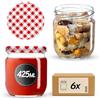 KADAX Set di 6 barattoli in vetro 425ml Ø82 rosso a quadretti - tappo a vite Twist-Off ermetico, per conserve, sottaceti, fermentazione e omogeneizzati