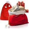 COM-FOUR® 2x nobile borsa natalizia XXL in velluto con cordoncino e pompon | borsa regalo per Natale - borsa di Babbo Natale da riempire per costume