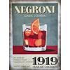 KUSTOM ART Poster Decorativo da Parete Serie Pubblicità Vintage Cocktail Negroni 1919 Ricetta Stampa su Carta Patinata 40x30cm Senza Cornice