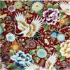 BrightGlow Tessuto di cotone, 100 x 150 cm, stile giapponese, venduto al metro, colorato, con scomparti per fiori, in cotone, per vestiti, per cucito, fiori rossi+gru
